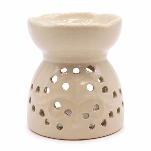 Ancient Wisdom KDMD Tree of Life Ceramic Tealight Oil Burner in Beige