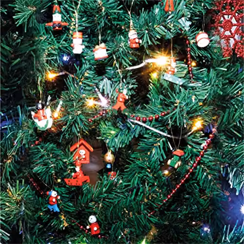 St Helens Home & Garden 20 Piece Vintage Wooden Christmas Hanging Decorations in Red and Multicolour featuring Santa, Snowmen and Angels – 2