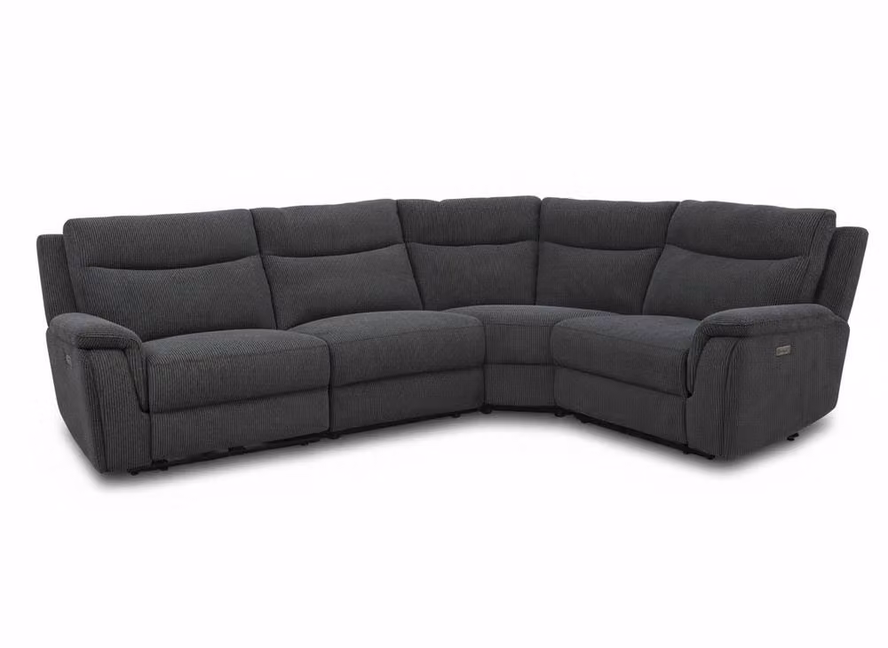 META Maverick 2 Corner L-Shape Sofa with 1 Power Recliner and USB Charging in Black – 2