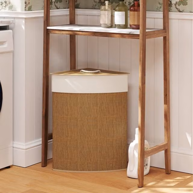 HOMCOM 55L Wicker Laundry Hamper with Removable Washable Liner Bag in Brown