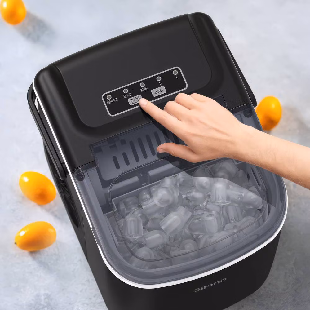 Silonn Countertop Ice Cube Maker with Self-Cleaning Function, Black and Transparent – 3