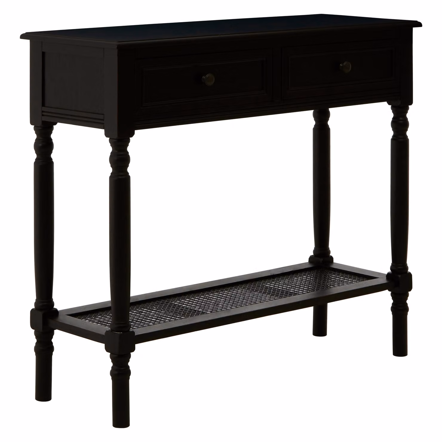 Orsina Rectangular Pine Wood Console Table with 2 Drawers, Black, W/D/H: 91 x 33 x 81 cm – 3