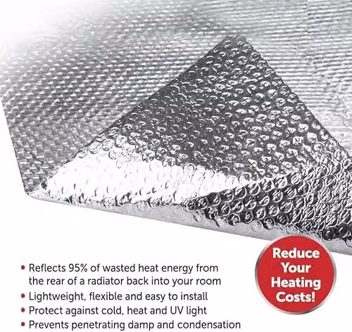 Almineez Silver Aluminium Radiator Reflective Foil Insulation Sheet, W: 60 cm x L: 5 m – 3