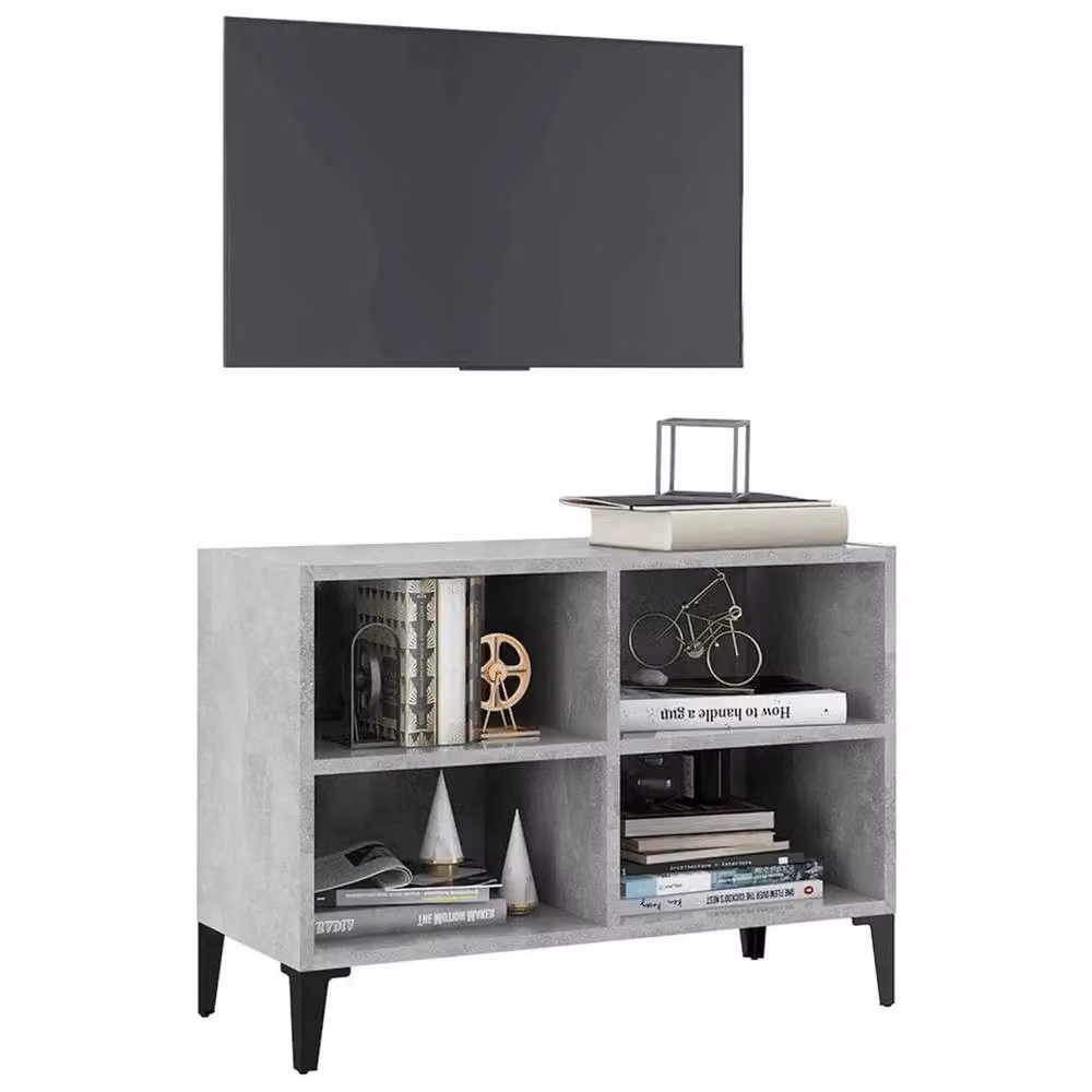 Kelvenix Industrial TV Cabinet with Metal Legs in Concrete Grey – 3