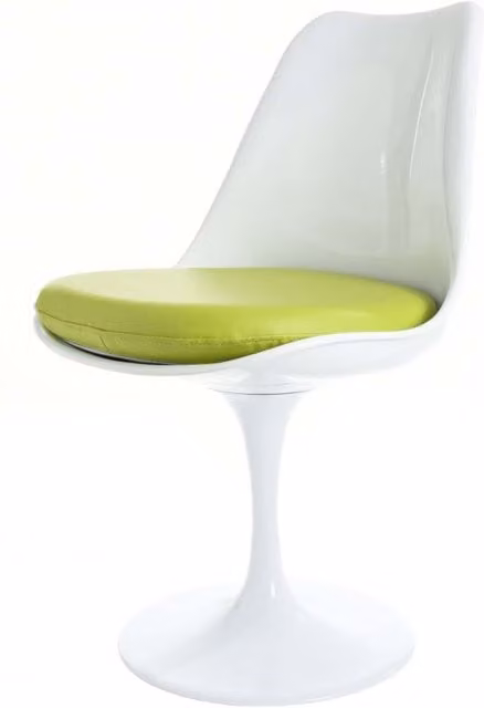 Fusion Living Modern Swivel Dining Chair in White and Green with Synthetic Leather Cushion