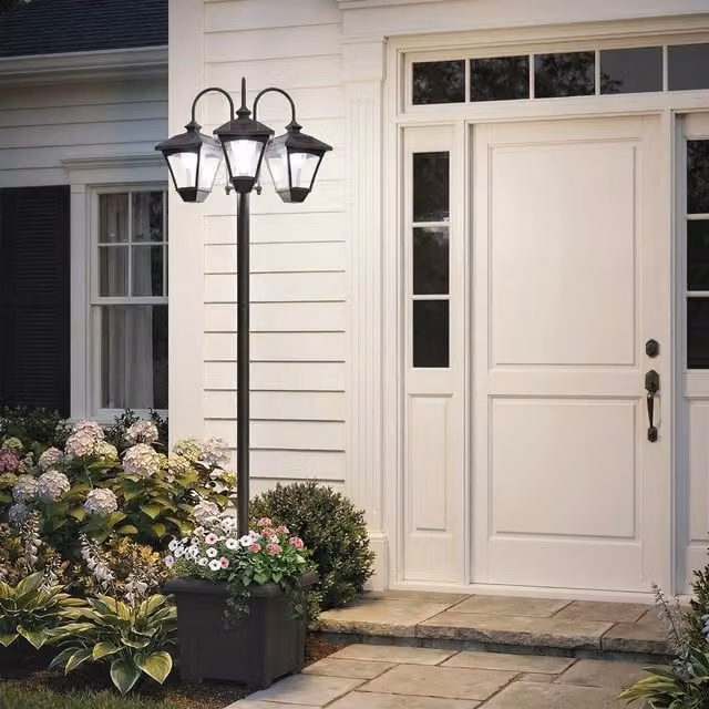 Outsunny Solar Garden Lamp Post with Dusk-to-Dawn Sensor, Black, Height: 185 cm