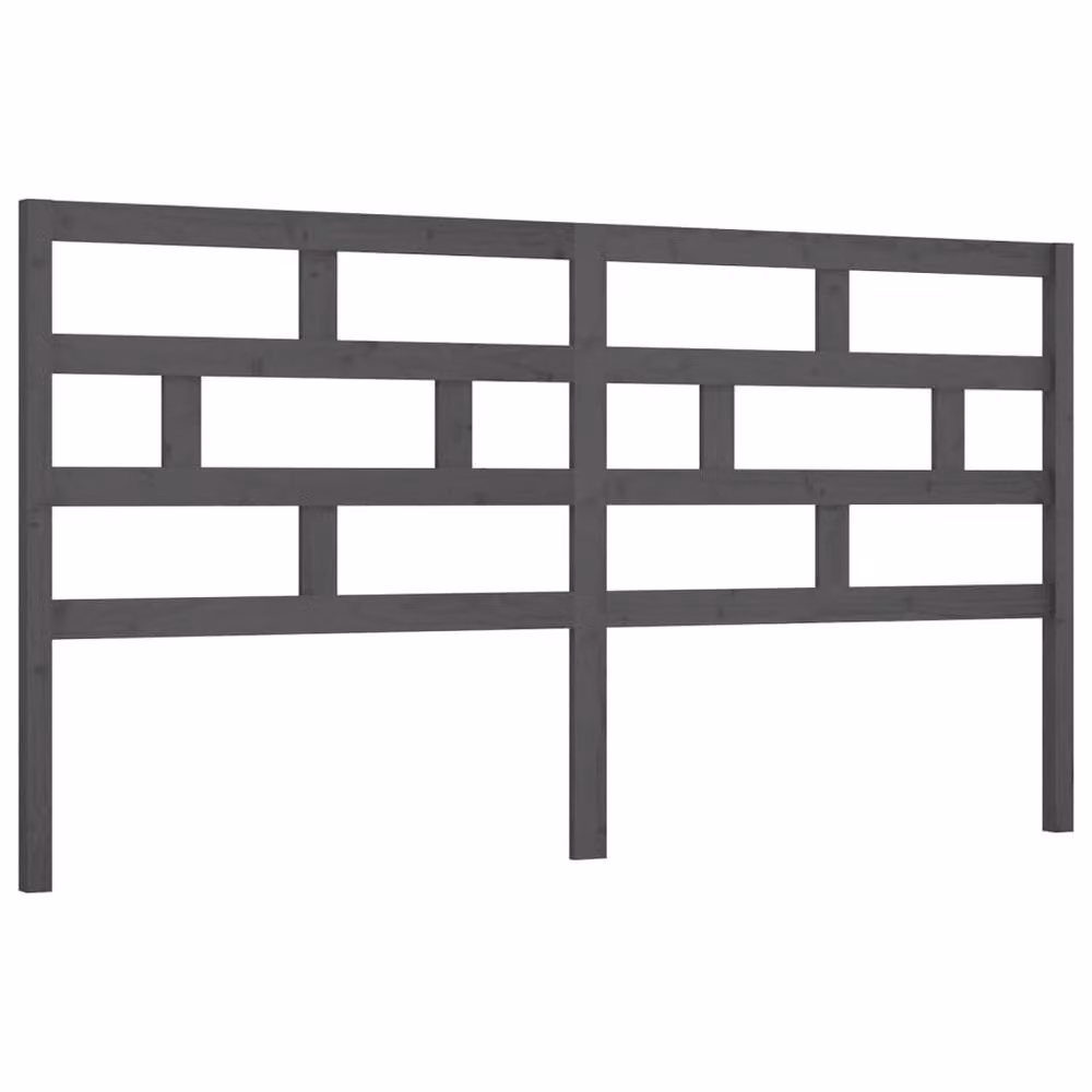Berkfield Home Beautiful Grey Solid Pine Wood Bed Headboard W: 206 cm, D: 4 cm, H: 100 cm – 2