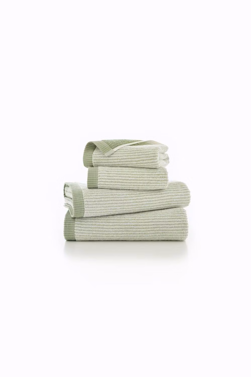 The Lyndon Company Willow Weave Striped Cotton Towel in Green, 550gsm – 2