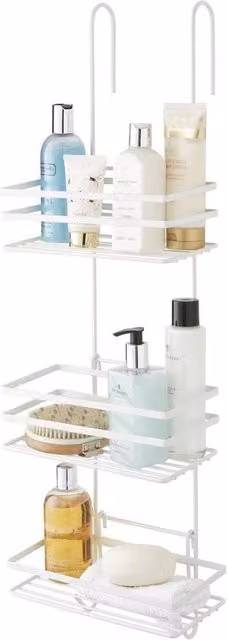 PAWNORA 3 Tier Rustproof Metal Hanging Shower Caddy in White