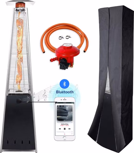 BU-KO Silver Stainless Steel and Aluminium Outdoor Patio Pyramid Gas Heater