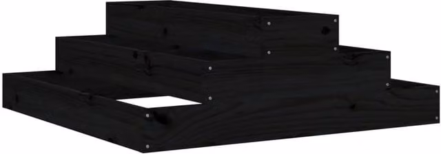 Berkfield Home Black Solid Wood Pine Planter W: 80 cm, D: 80 cm, H: 27 cm