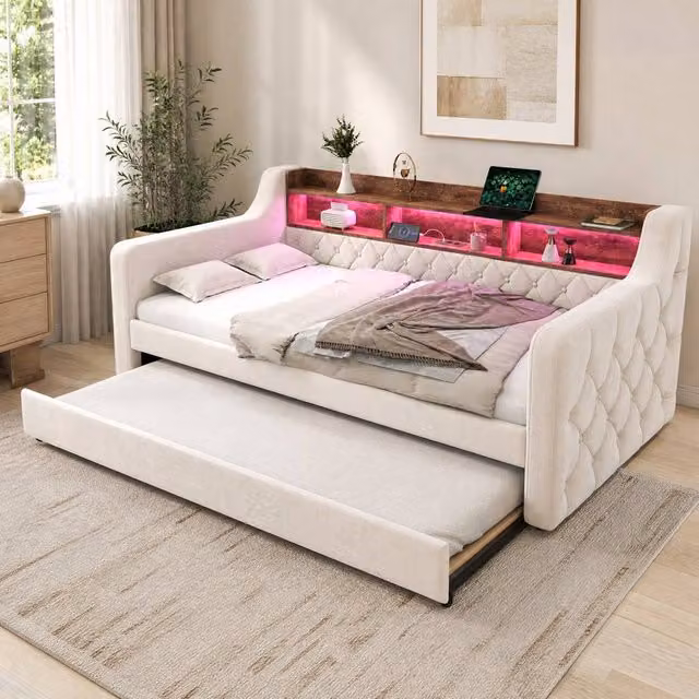 STILVORA 3ft Single Sofa with Storage in Beige Velvet – 1