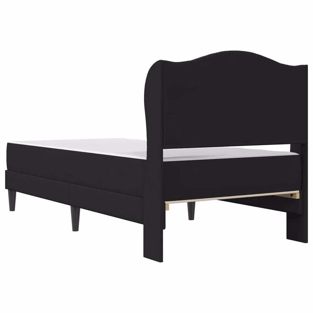 Berkfield Home Upholstered Bed Frame with Headboard in Black Faux Leather W/D/H: 90 x 190 cm – 4