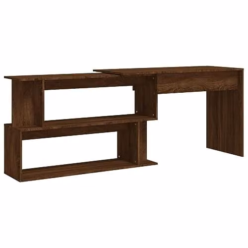vidaXL Modern Corner Desk in Brown Oak, W/D/H: 200 x 50 x 76 cm
