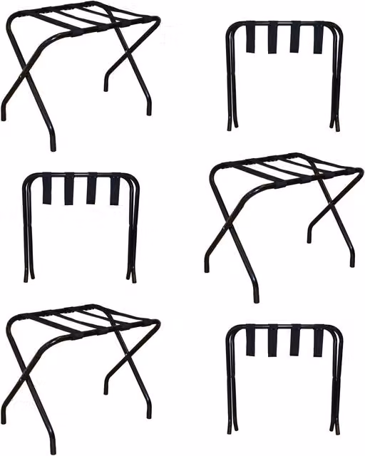 Harbour Housewares Folding Portable Metal Luggage Rack Suitcase Stand, Pack of 6, Black – 1