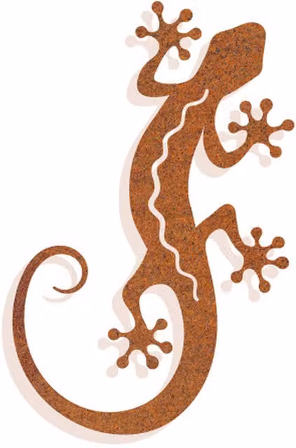 Betley Butterfly Large Rusted Gecko Silhouette Metal Wall Art in Bronze and Brown