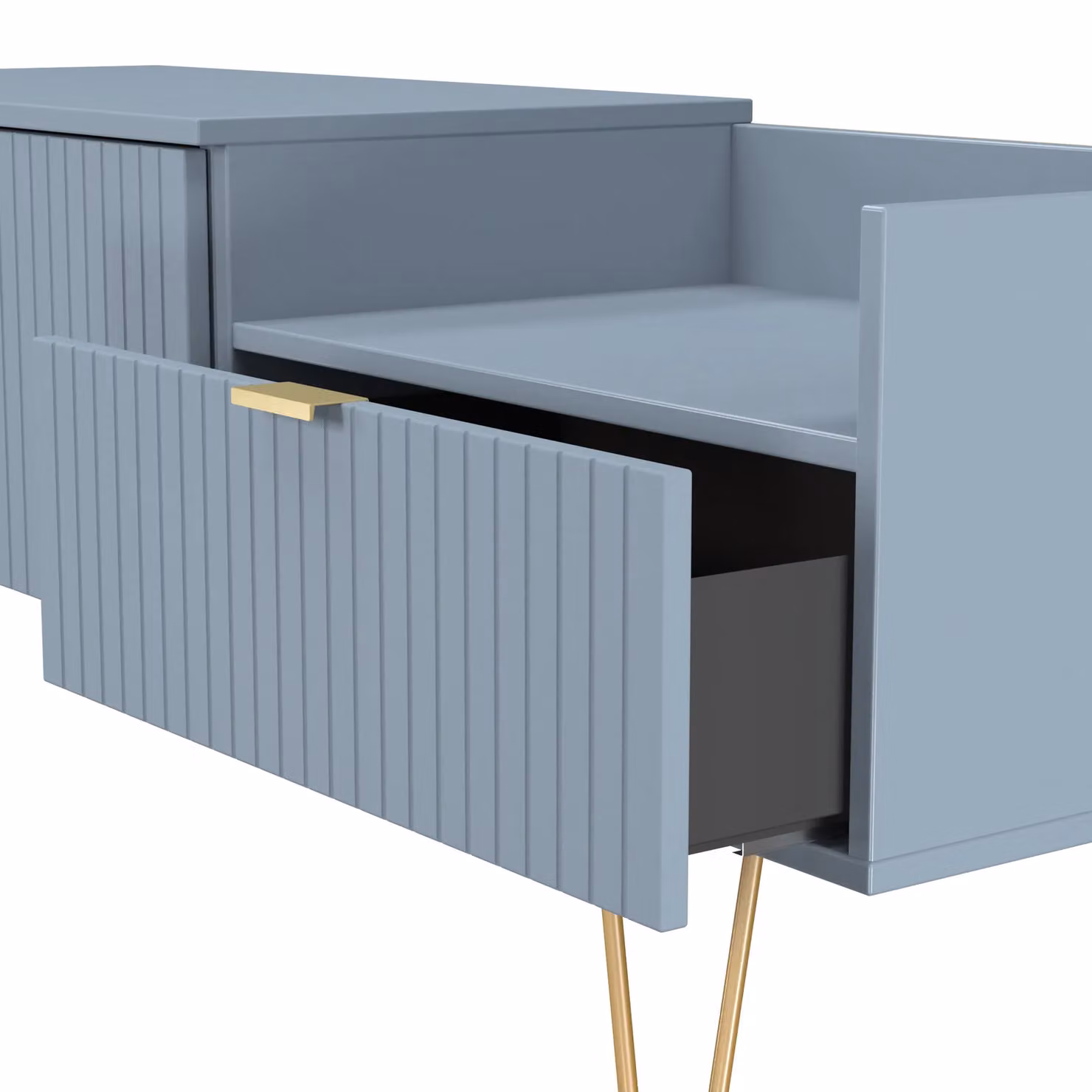 2 U Bexley Modern Geometric 2 Drawer Coffee TV Unit in Light Blue and Gold – 3