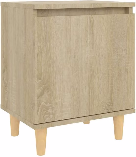 Berkfield Home Bed Cabinet in Sonoma Oak and Light Tan with Solid Wood Legs, W: 40 cm, D: 30 cm, H: 50 cm – 1