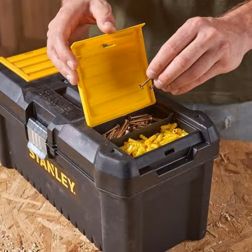 Stanley Basic Toolbox with Organiser Top and Inserts, Black, W: 50.0 cm, D: 40.6 cm, H: 19.5 cm – 6