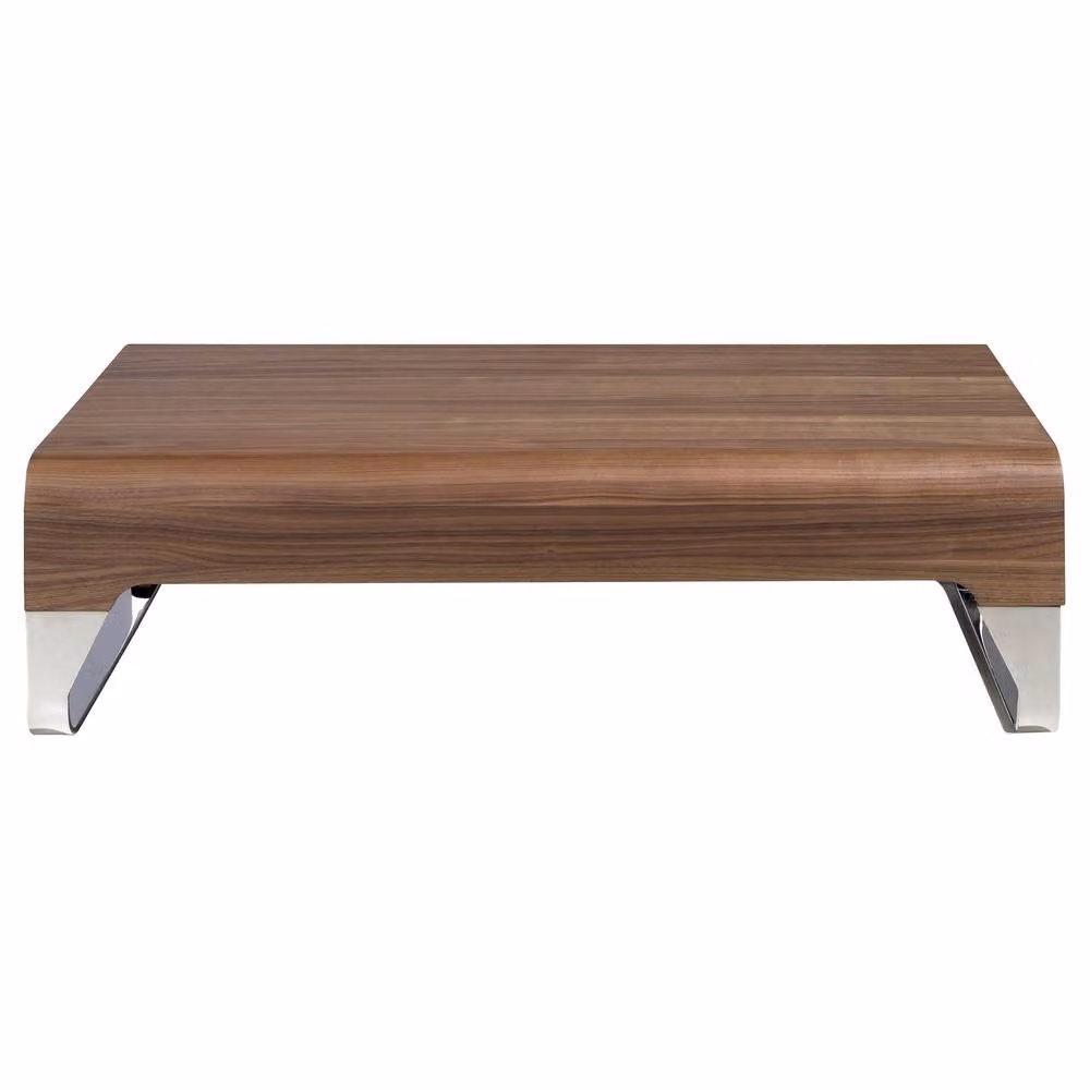 Angel Cerda Rectangular Walnut Coffee Table in Brown with Chrome-Plated Details, W/D/H: 120 x 70 x 34 cm – 2