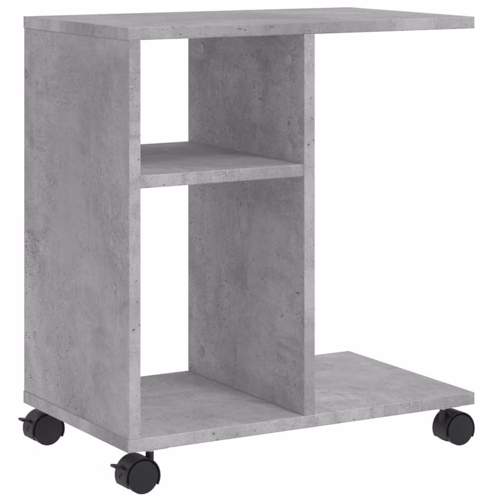 Berkfield Home Side Table with Castors in Concrete Grey, W/D/H: 50 x 30 x 55 cm – 2