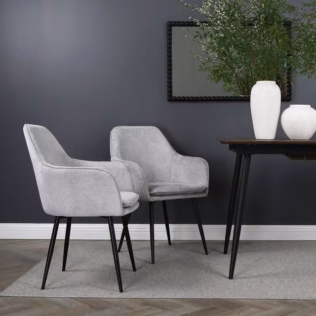 Home Garden Direct Muse Accent Chair in Grey Woven Fabric with Metal Frame – 1
