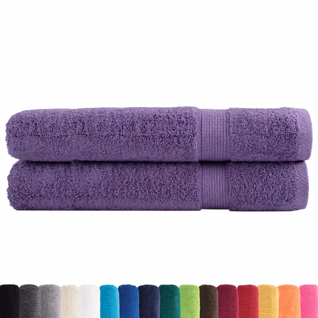 Berkfield Home SOLUND Premium Cotton Sauna Towels, Purple, 2 Pack, W: 80 cm, L: 200 cm, 600 gsm – 2