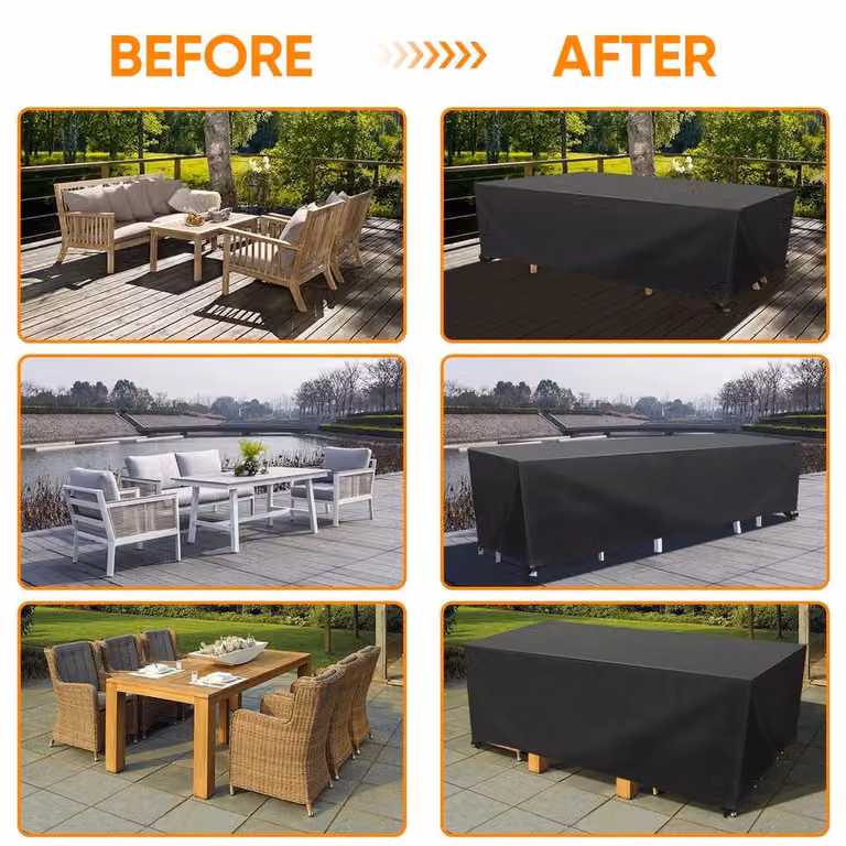 FLAVORA Waterproof Rectangle Cover in Black, W: 270 cm, D: 90 cm, H: 90 cm