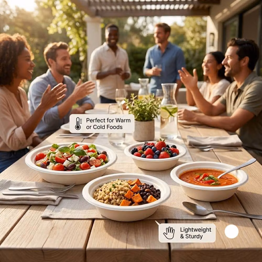 Bedsland 12 Pack White Bagasse Serving Bowls, 15.24 cm – 4
