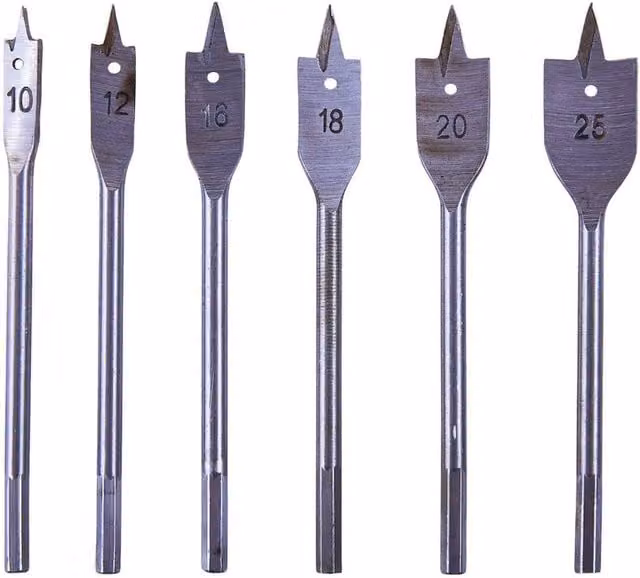 Amtech 6-Piece Flat Wood Drill Bit Set in Silver and Multicolour