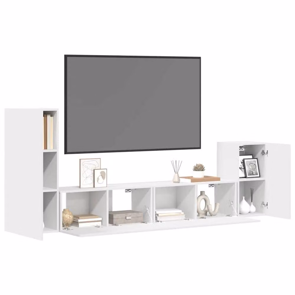 Berkfield Home 4 Piece Classic White Matt MDF TV Cabinet Set