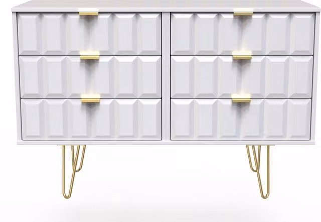 2 U Metro 6 Drawer Chest in White and Gold, Ready Assembled