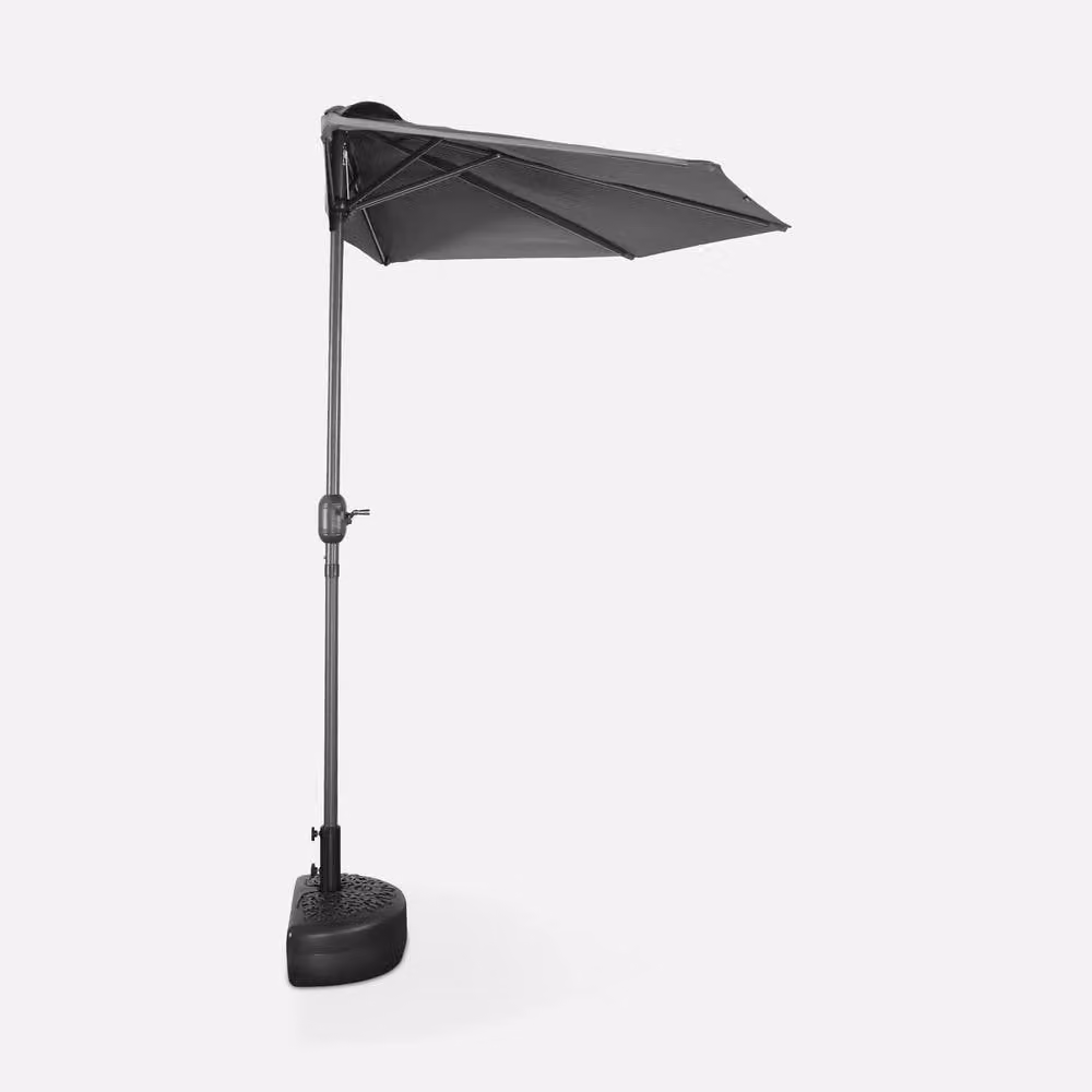 Sweek 2.5m Round Half Parasol in Grey for Balconies with UPF 50+ Protection – 2