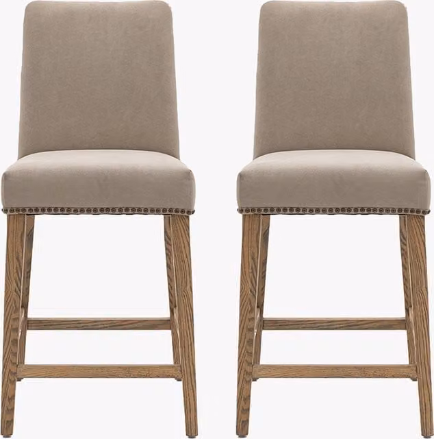 Perch & Parrow Fergus Bar Stool Set of 2 in Grey Cement and Wood