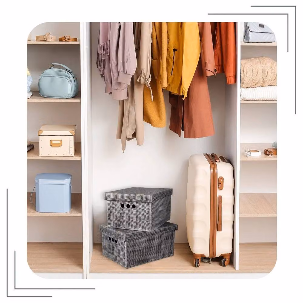 NESTLUNE 2-Piece Grey Cardboard Decorative Storage Boxes with Lids for Home or Office – 2