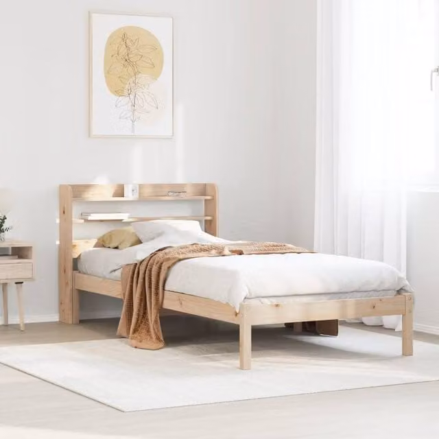 Berkfield Home Single Solid Wood Pine Bed Frame in Brown, W/D/H: 90 x 190 cm