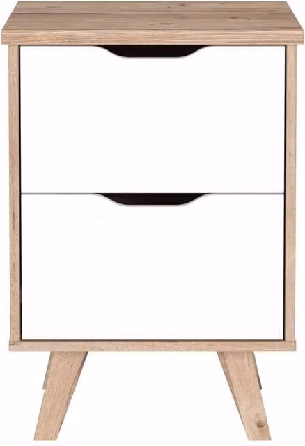Nordara Modern Matt White Oak 2-Drawer Bedside Table – 1