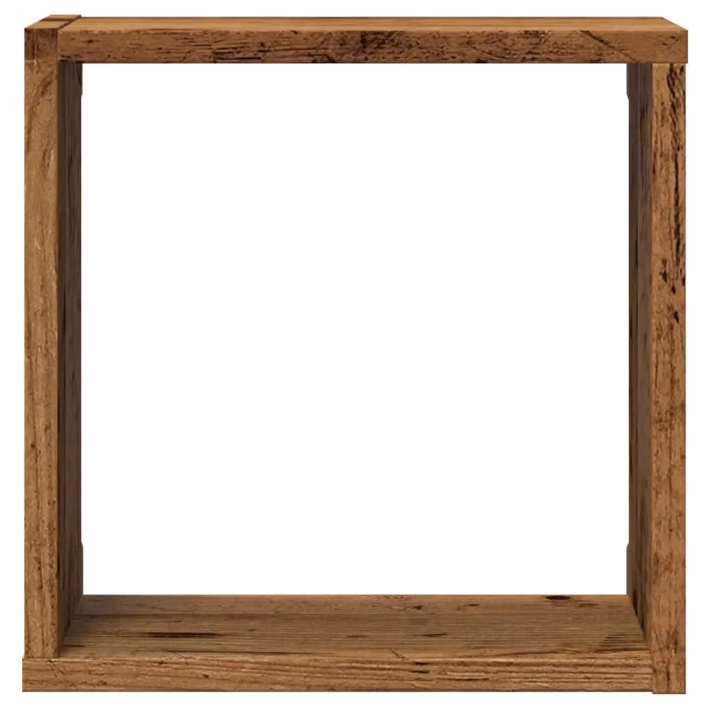Berkfield Home Wall Mounted Cube Shelves, 2 Piece Set, Brown Rustic Engineered Wood, W/D/H: 30 x 15 x 30 cm – 4