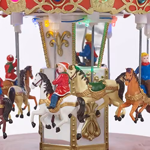 The Christmas Workshop 82790 Revolving Musical Carousel Christmas Decoration with Multi-Coloured LED Lights and 8 Classic Christmas Songs, W/D/H: 24 x 24 x 24 cm – 2