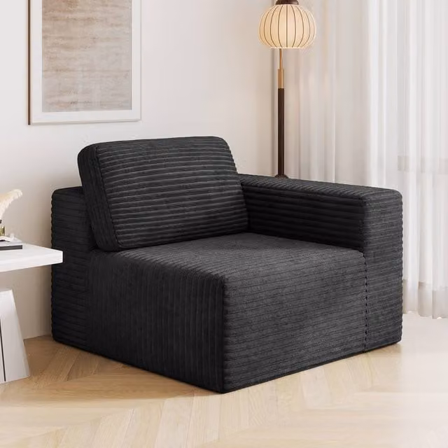Dprodo Corduroy Modular Sofa Right Seat 25V9 in Black W/D/H: 101 x 101 x 82 cm – 1