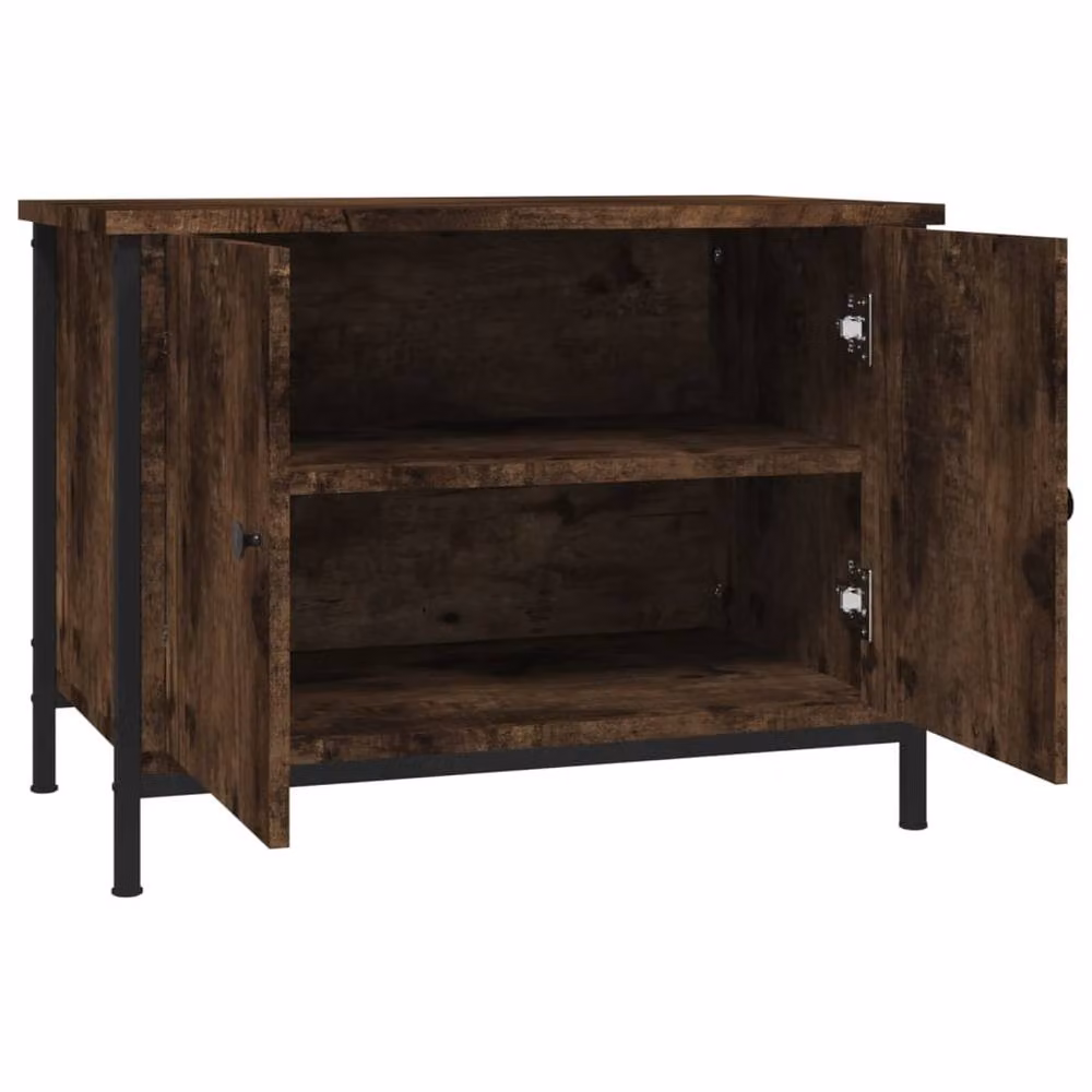 Berkfield Home TV Cabinet with Doors in Smoked Oak Brown, W/D/H: 60 x 35 x 45 cm – 4