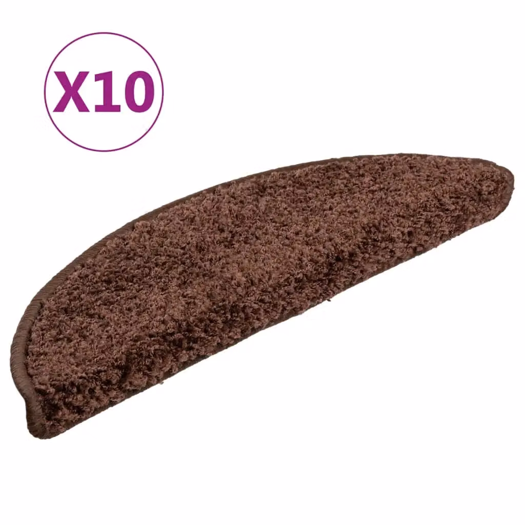 Berkfield Home Self-Adhesive Non-Slip Stair Mats, 10 Pack, Brown, W: 56 cm, D: 30 cm, H: 3 cm – 2