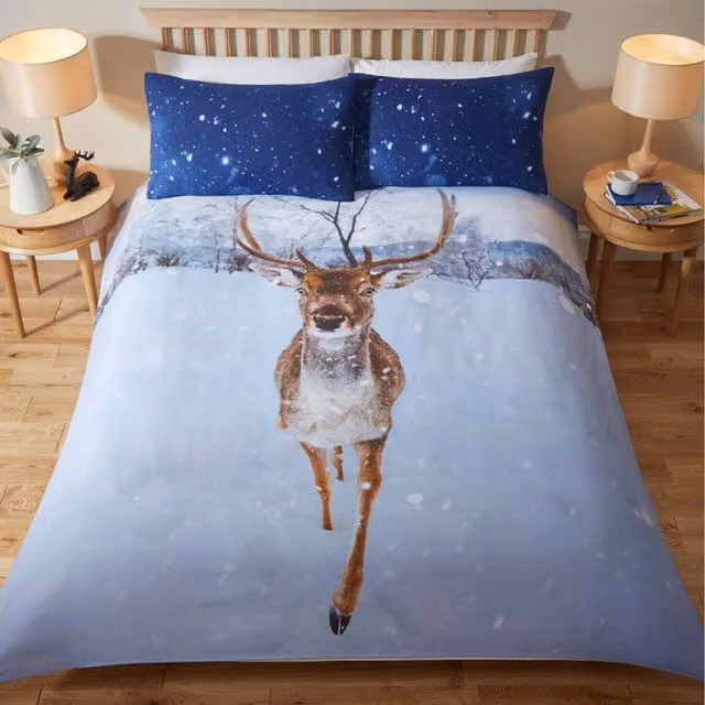 Rapport Home Montrose Stag Polycotton Duvet Set and Pillowcase, Multicolor, W: 90 cm, L: 200 cm