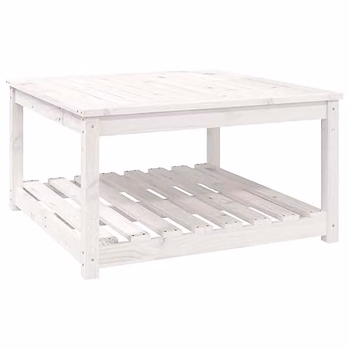 vidaXL White Solid Wood Pine Garden Table W/D/H: 82.5 x 82.5 x 45 cm – 1