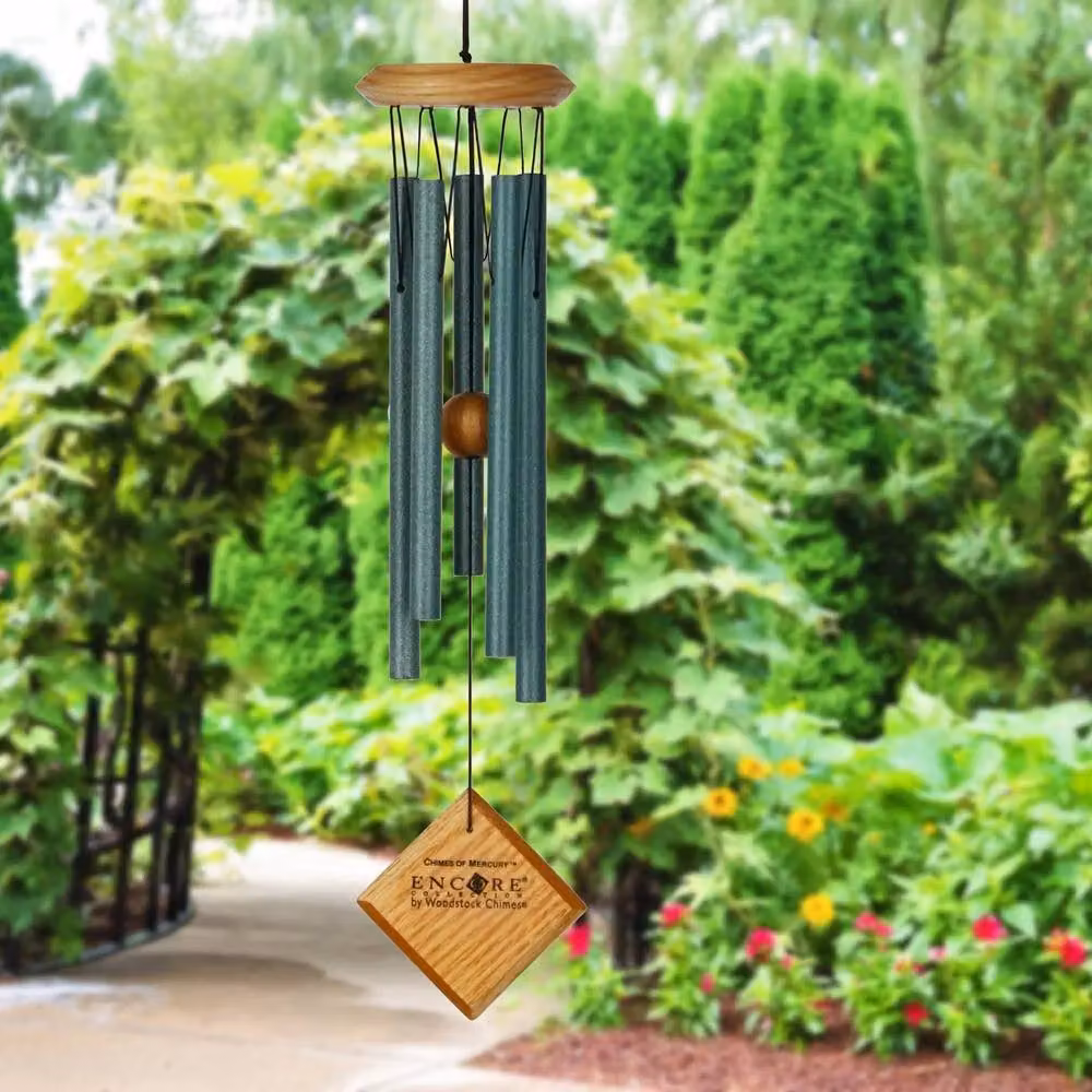 Woodstock Chimes Chimes of Mercury Windchime, Verdigris Green, W/D/H: 7.62 x 7.62 x 36.0 cm – 6
