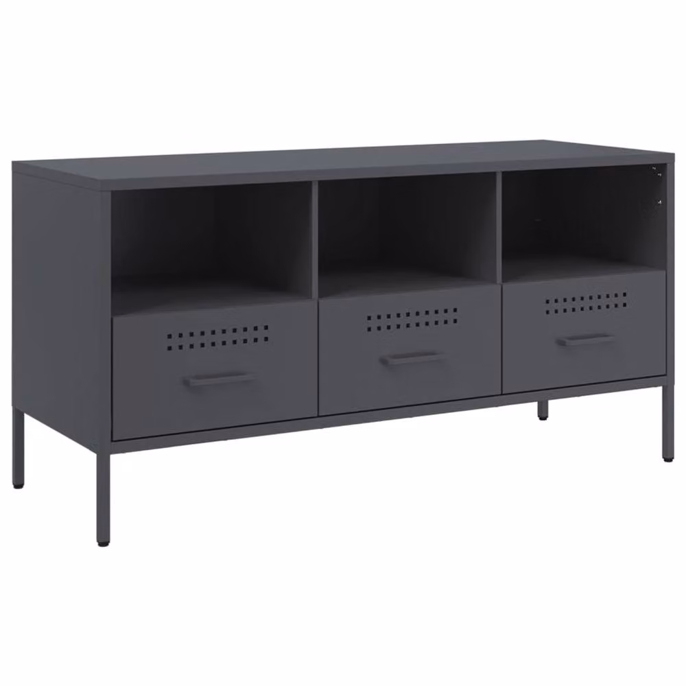 Berkfield Home TV Cabinet in Anthracite Metal, W/D/H: 100.5 x 39 x 50.5 cm – 3