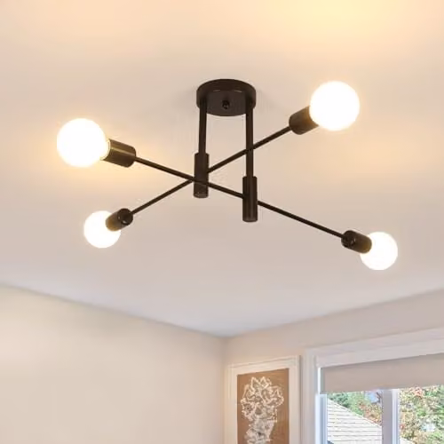 Goeco Vintage Metal Ceiling Light in Black with E27 Lampholder