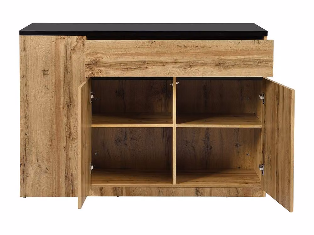 Vente-unique MEILI Kitchen Island with Storage in Black and Natural, W/D/H: 130 x 65 x 90 cm – 4