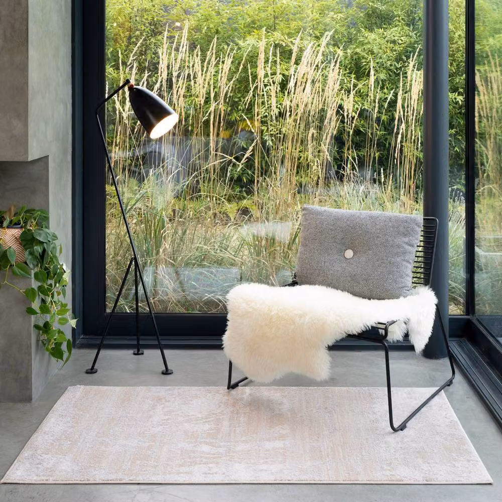 Kukoon Beige and Grey Marbled Abstract Pattern Modern Soft Pile Living Room Area Rug W/D: 60 x 240 cm – 5