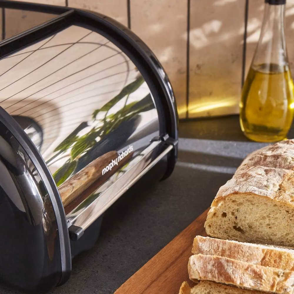 Morphy Richards Equip Roll Front Bread Bin, 12L, Black and Stainless Steel – 4